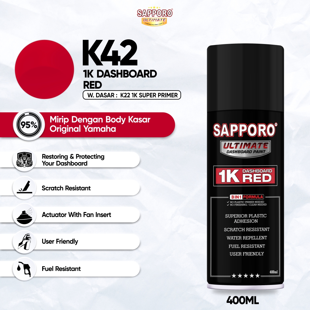 K42 1K Dashboard Red Ultimate High Quality Aerosol Paint for Motorcycles